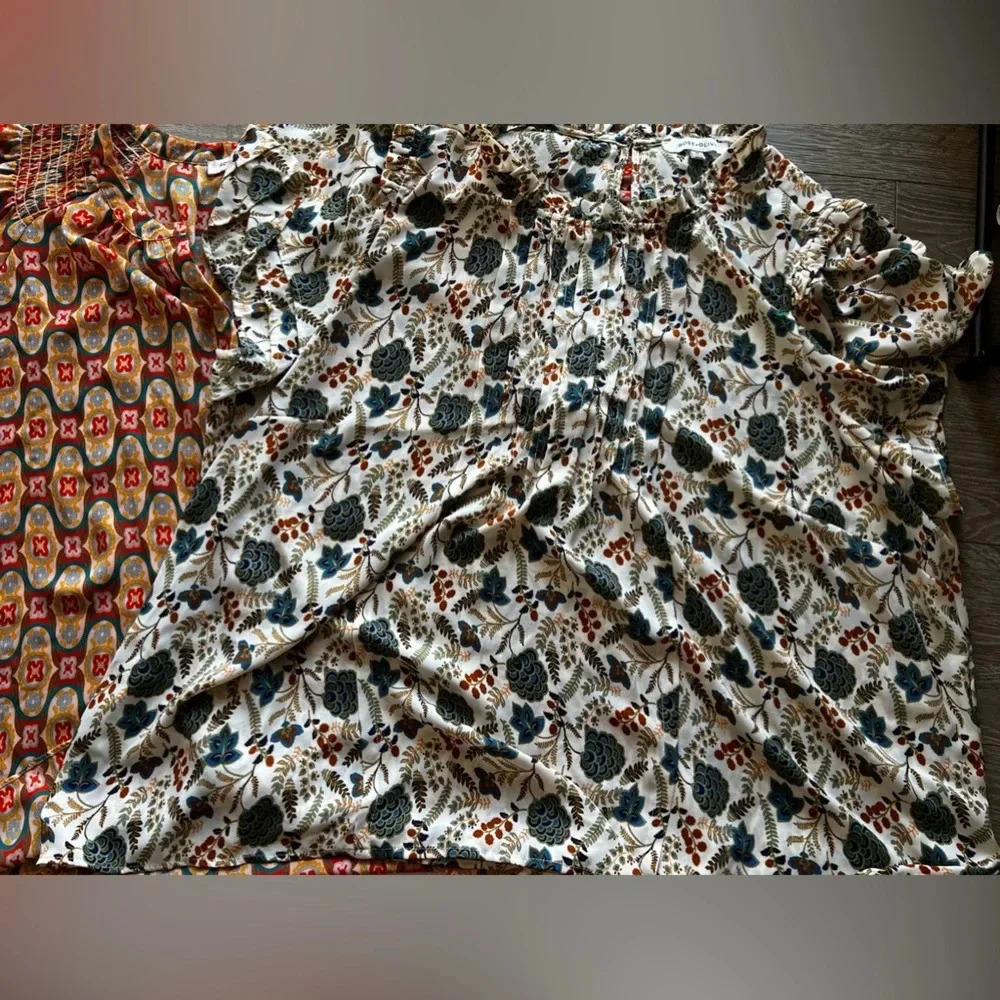 Rose + Olive Bohemian Short Sleeve Blouse Bundle (2 Tops) - 3x - Picture 3 of 11